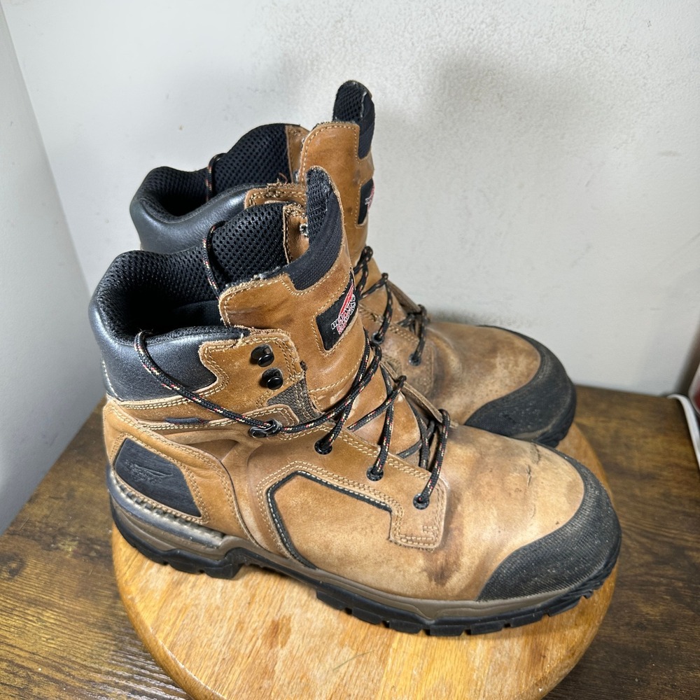 Red Wing 2401 Mens Brown Leather Safety Toe Work Boots Vibram Size 13 D EH Rated